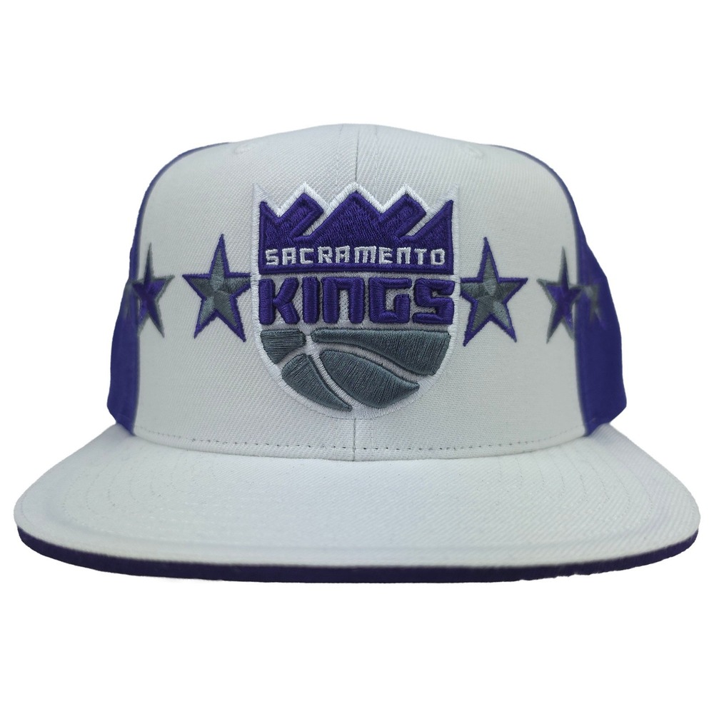 Sacramento Kings Mitchell & Ness NBA Snapback Hat Cap 3D Logo Stars White New